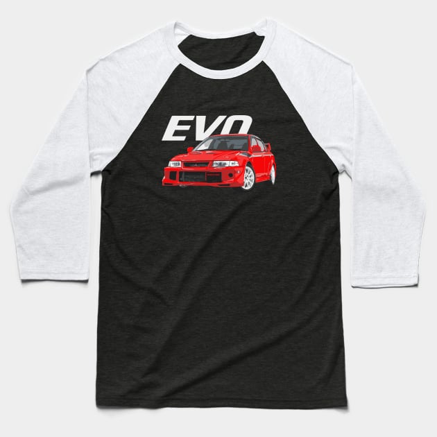 evo 6 EVOLUTION VI jdm CLASSIC MITSUBISHI RALLY CAR Baseball T-Shirt by cowtown_cowboy